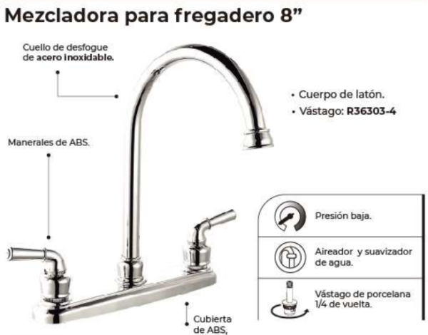 Mezcladora para Fregadero 8” 36194 - Imagen 3