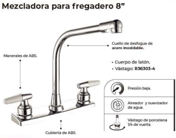 Mezcladora para Fregadero 8” 36199 - Imagen 2