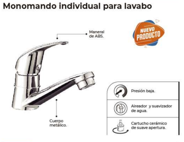 Monomando para lavabo Individual NIX - Imagen 2